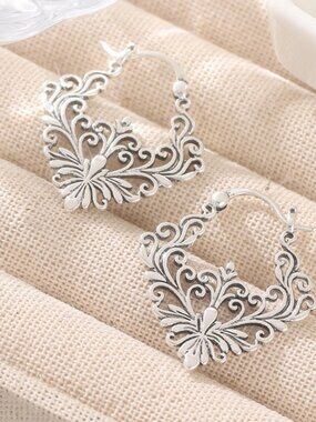 925 Sterling Silver Womens Hanging Drop Geometric Hoop Earrings Ladies Jewelry